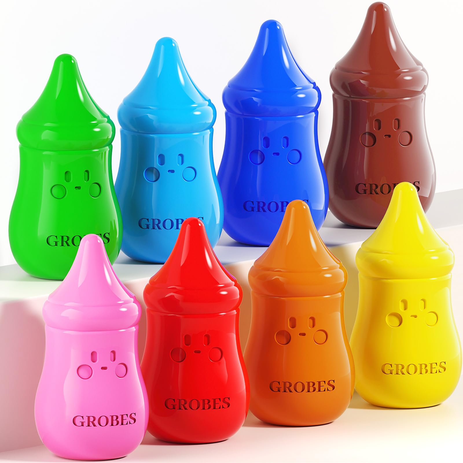YSNYSN 8-color baby crayons packaging highlights safe, non-toxic design for toddlers.