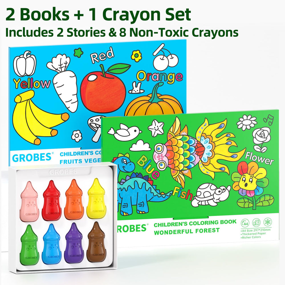 YSNYSN fruits-vegetables-coloring-book-spread with vivid scenes to spark curiosity.