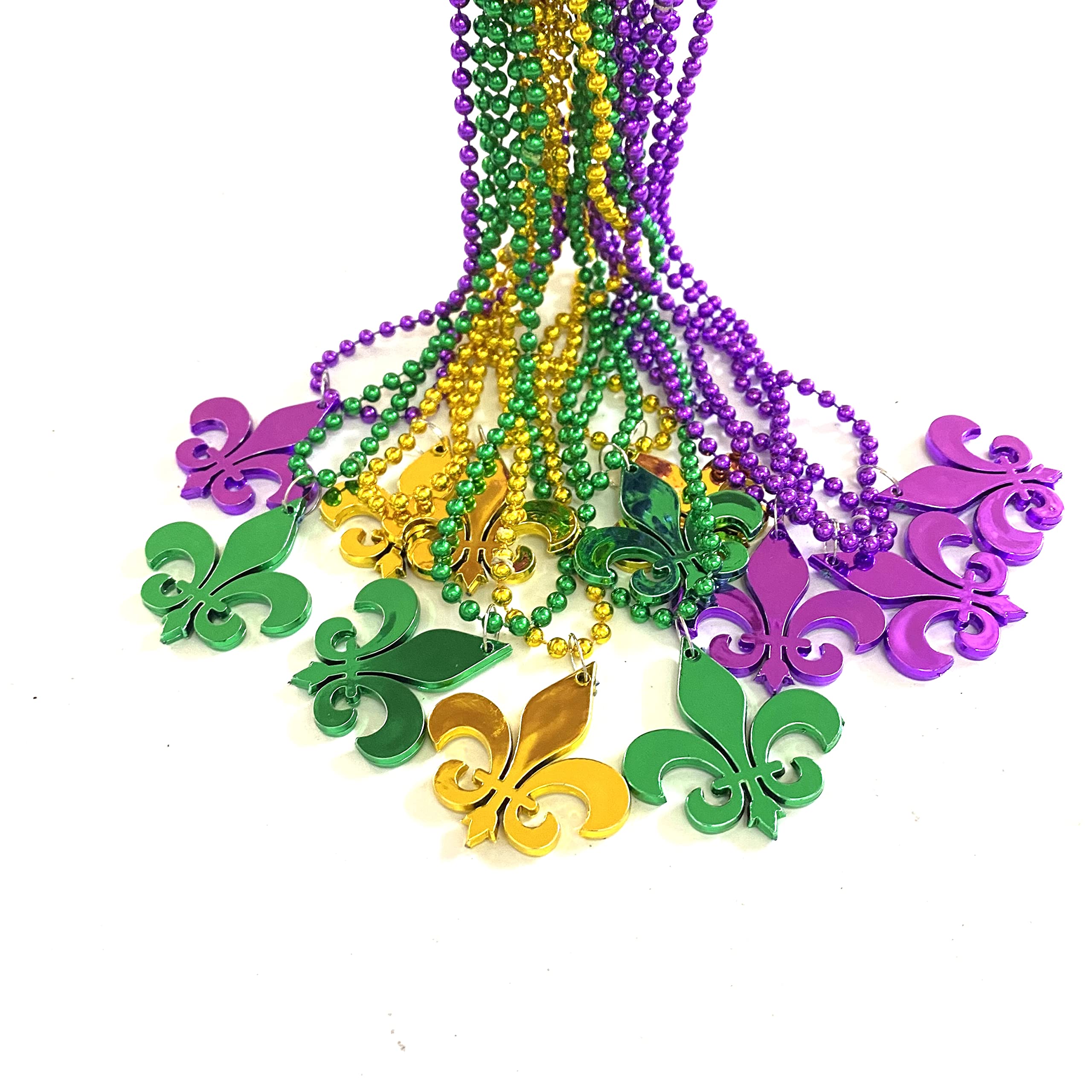 YSPPF Mardi Gras bead necklaces with round multi-color beads for festive celebrations