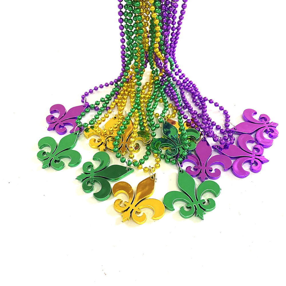 YSPPF Mardi Gras bead necklaces with round multi-color beads for festive celebrations