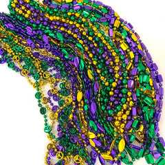 YSPPF Mardi Gras beads available in 32-inch and 36-inch lengths for versatile looks.