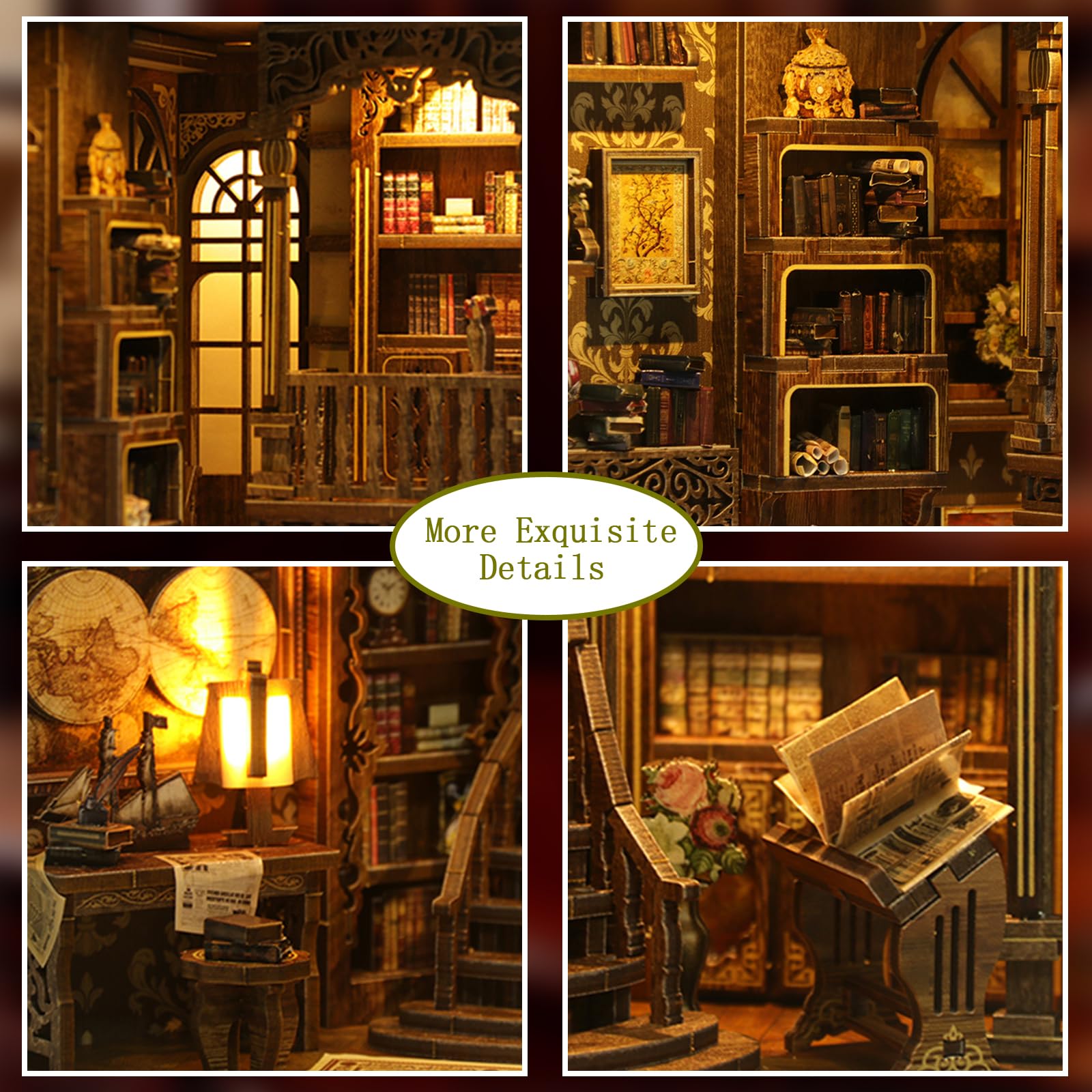 YSWOOD WORLD Book Nook Kit miniature ancient library scene