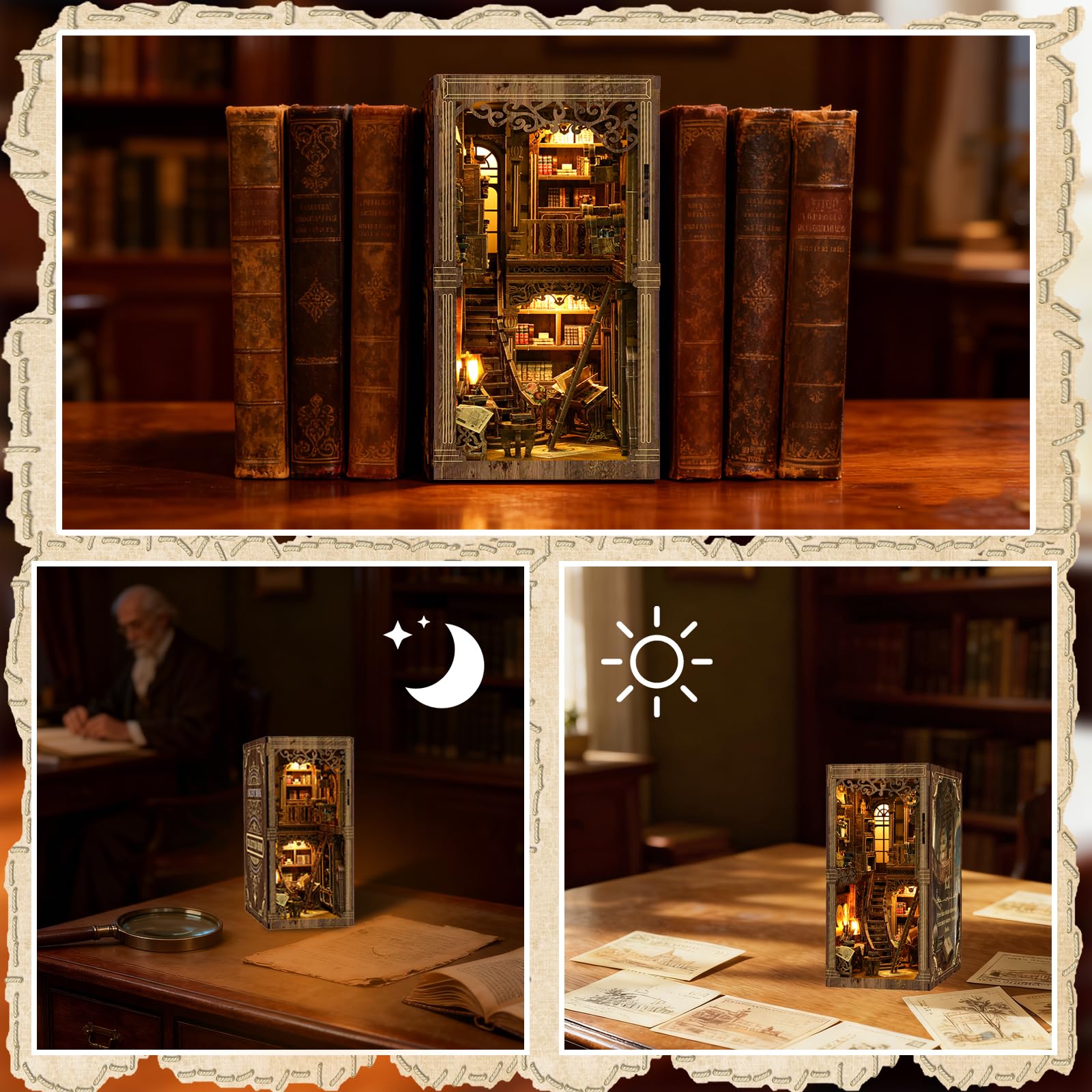YSWOOD WORLD Book Nook Kit soft glow at night