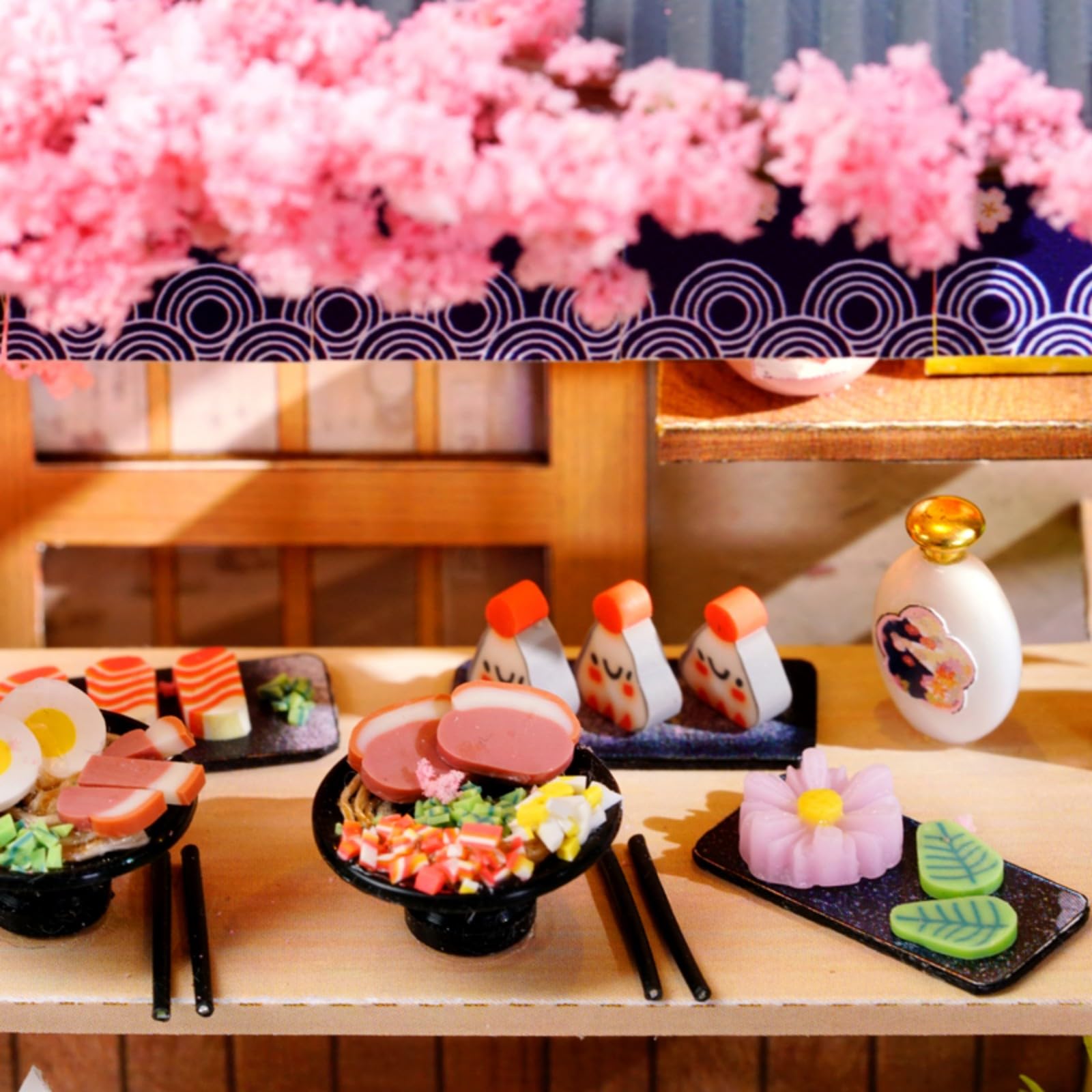 YSWOOD WORLD LED lighting highlights a cozy glow inside the miniature shop