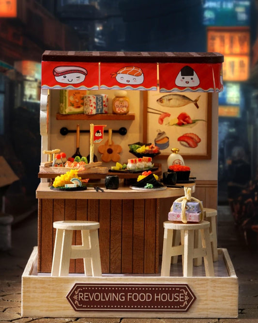 YSWOOD WORLD revolving food theme dollhouse promotes imaginative play