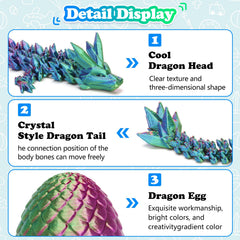 YTRXYLKL posable dragon on a printed egg, versatile display