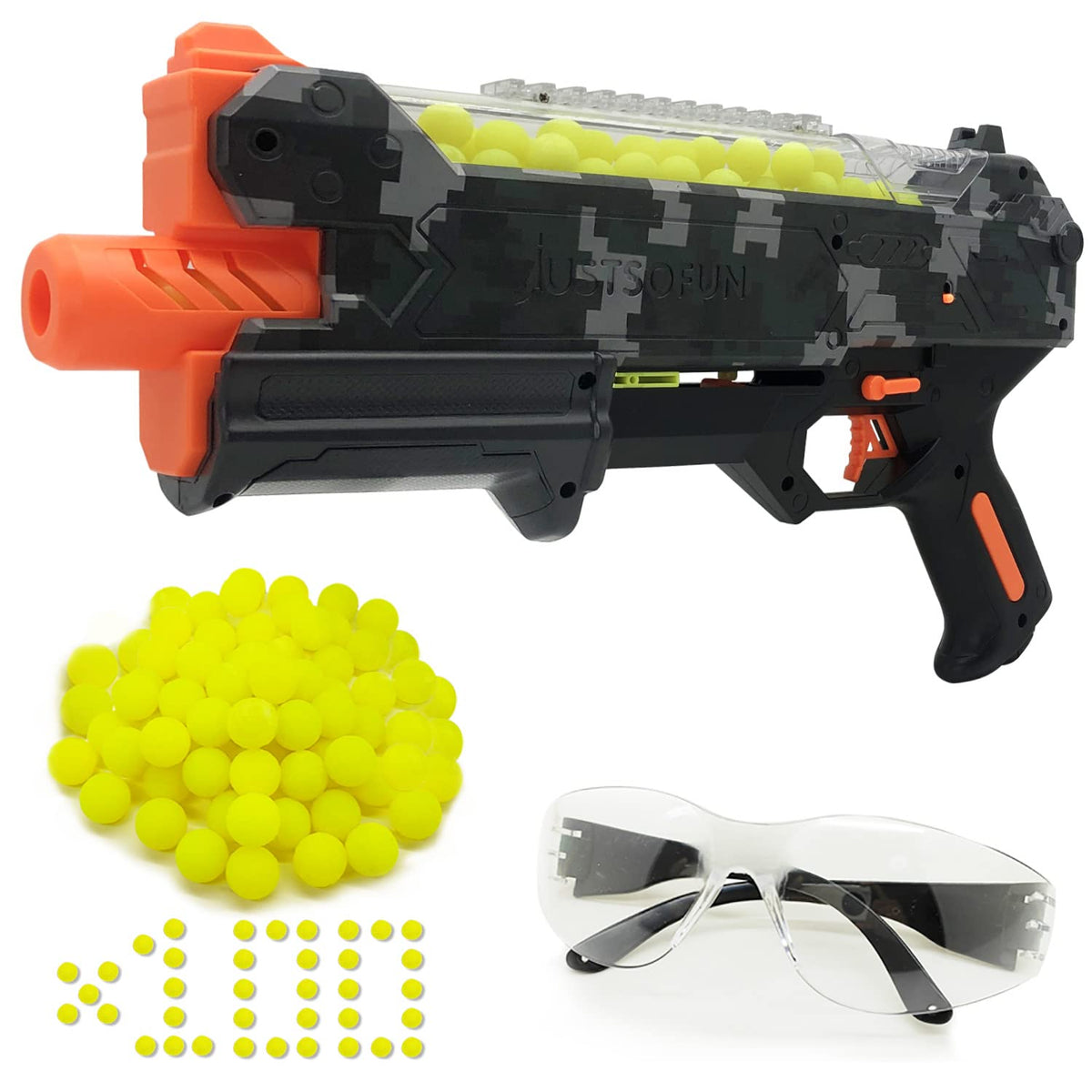 YTSWELE blaster gun in camo finish with rapid loading hopper for action-packed play.