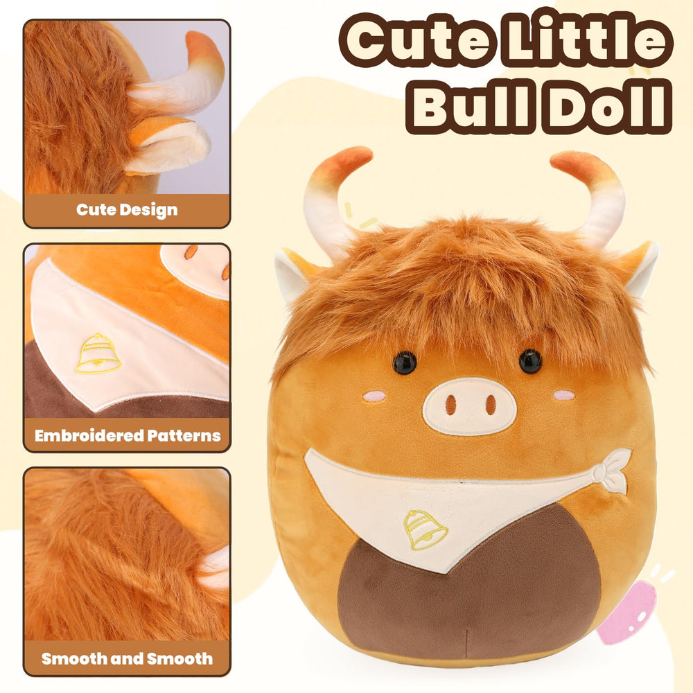 Yytoyshop Highland Cows plush pillow detailed face to spark imaginative play.