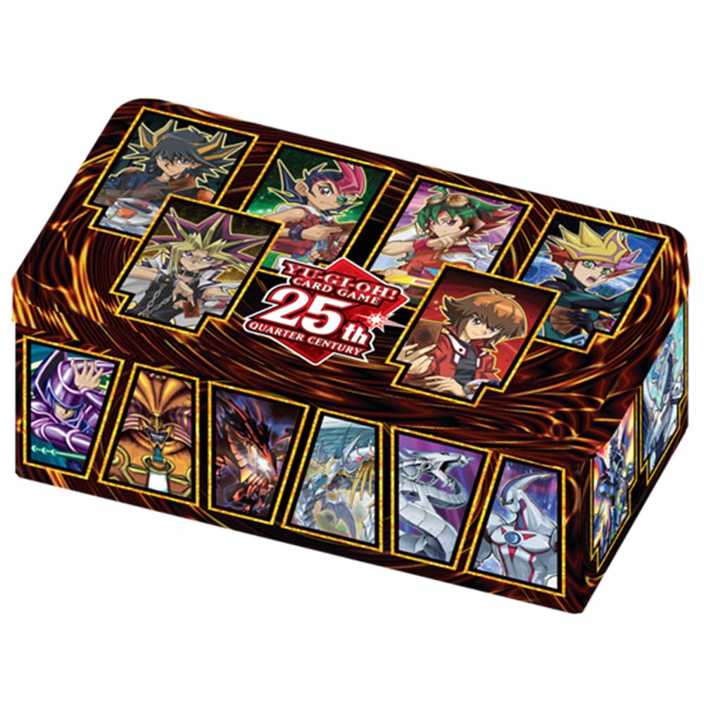 Yu-Gi-Oh! 25th Anniversary Tin featuring Dueling Heroes packaging, ideal for display and gifting.