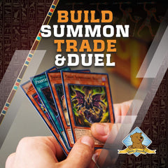 Holographic Yu-Gi-Oh! cards with vivid foil details for display.