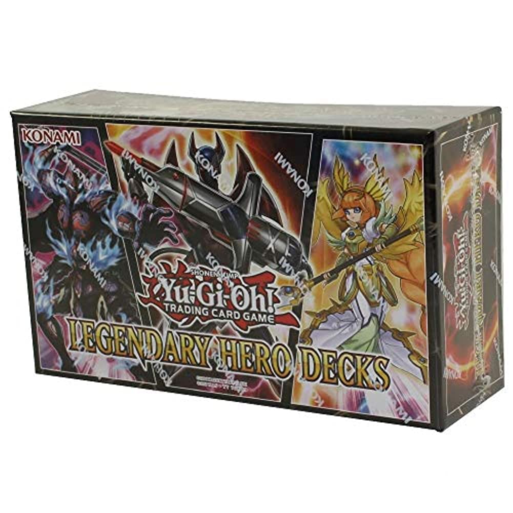Yu-Gi-Oh! Legendary Hero Decks box front showing complete 150-card set for collection and gameplay