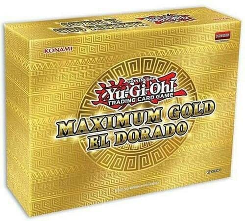 Yu-Gi-Oh! Maximum Gold El Dorado booster packs featuring ornate gold foil artwork
