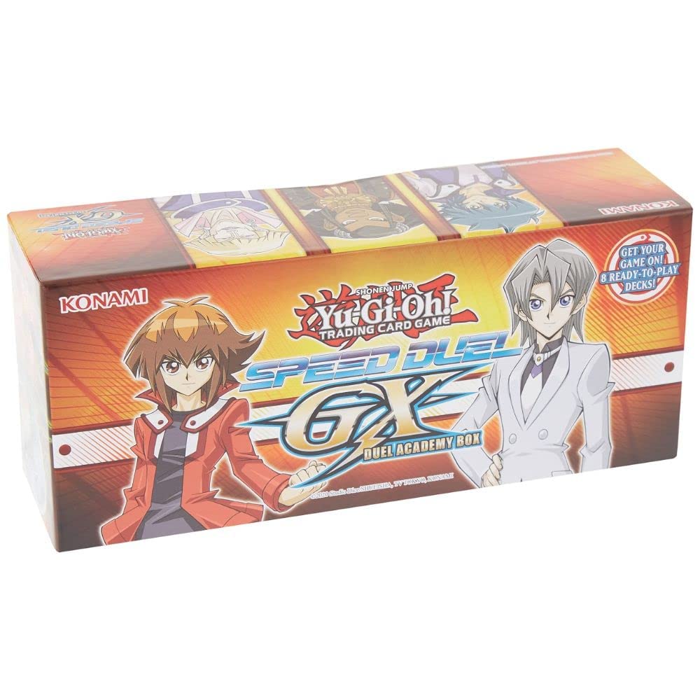 Yu-Gi-Oh! Speed Duel GX Duel Academy Box unboxing image guides quick, organized game setup.