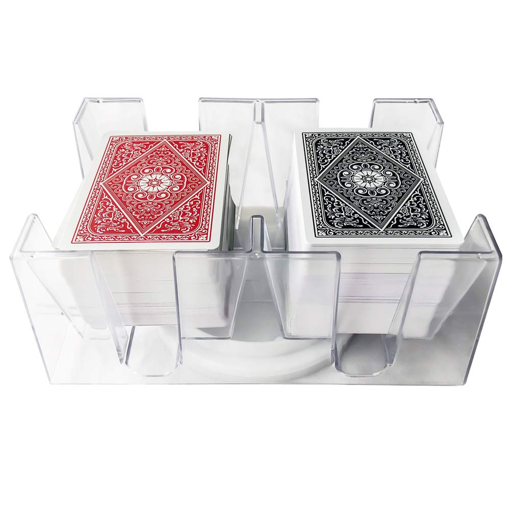 Yuanhe 6-Deck Revolving Canasta Tray front view showing clear card layout