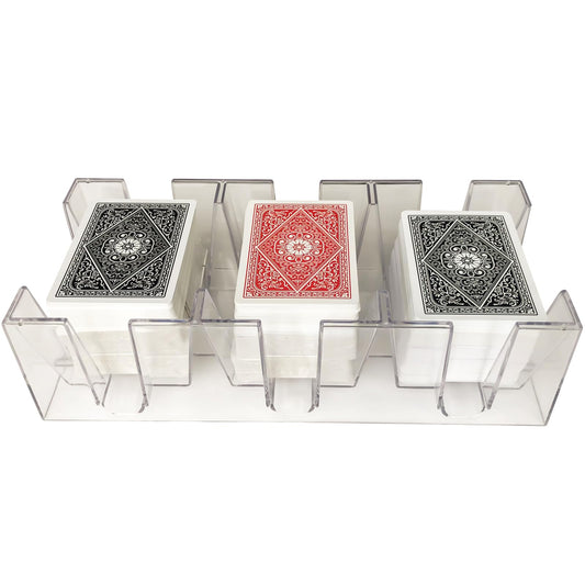 Yuanhe 9-deck clear canasta tray front view shows card visibility for fast gameplay