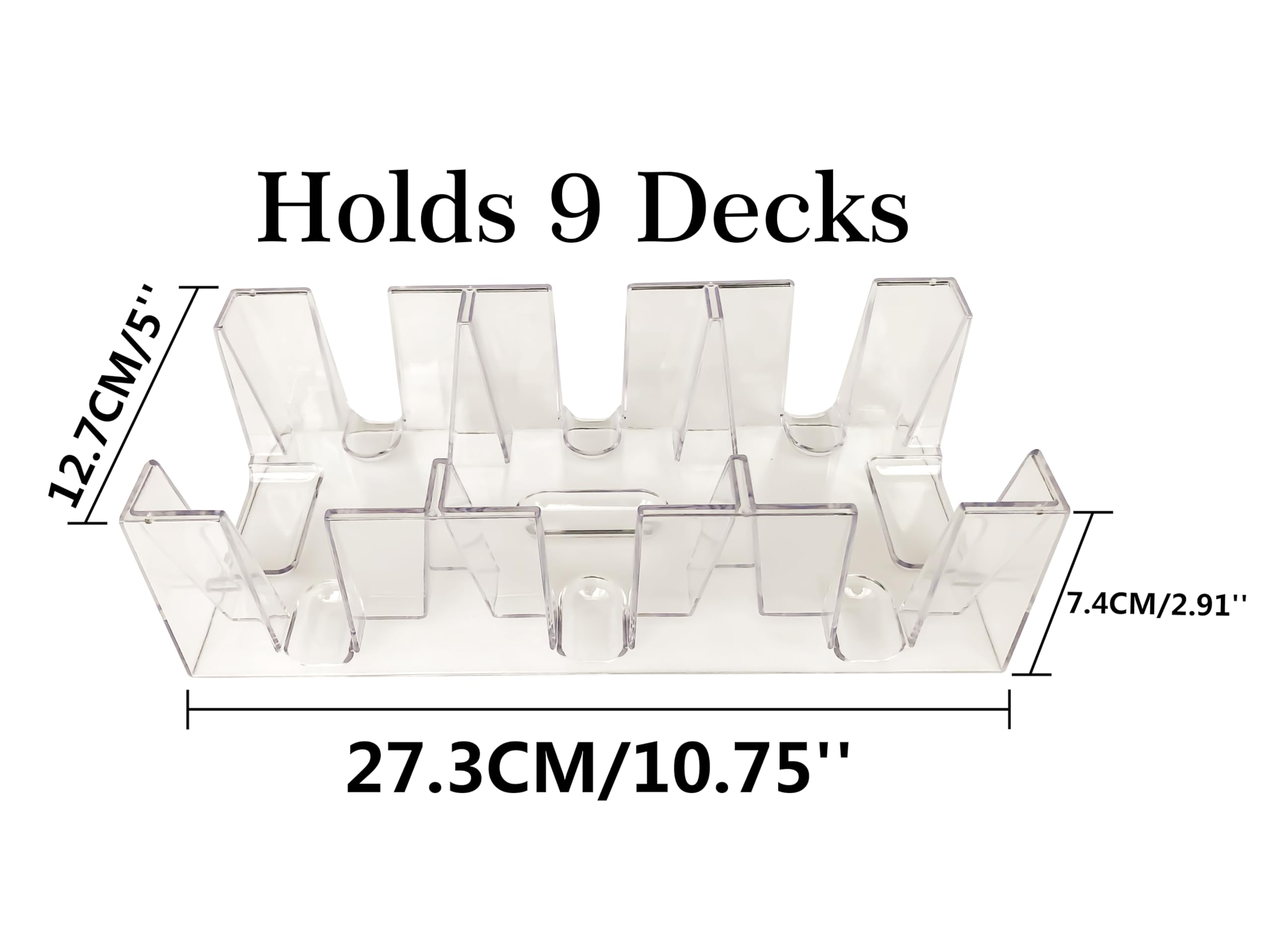 Yuanhe 9-deck clear canasta tray open view shows easy card placement
