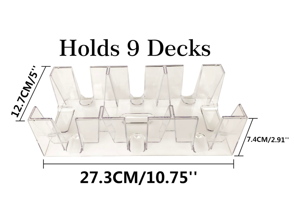 Yuanhe 9-deck clear canasta tray open view shows easy card placement