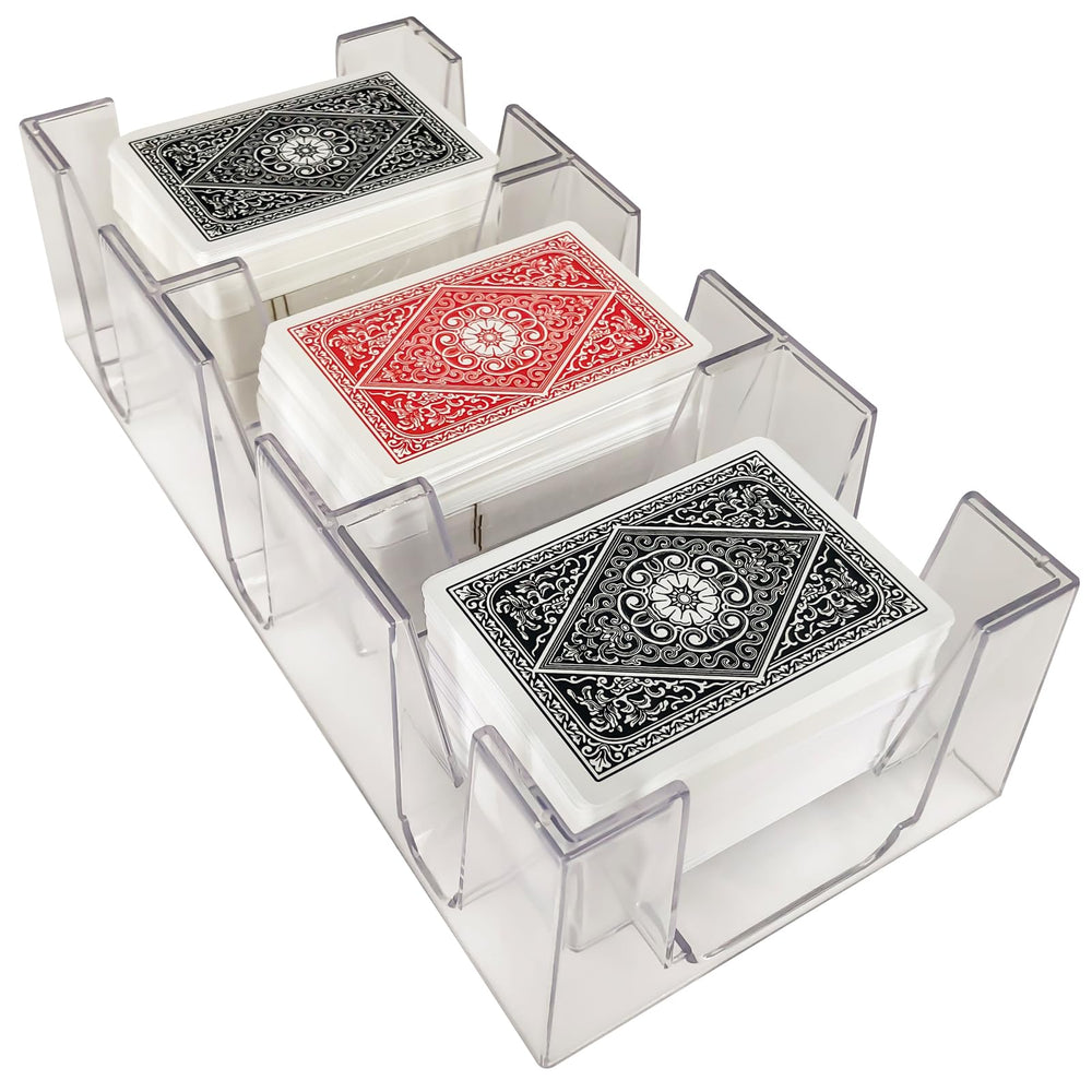 Yuanhe 9-deck clear canasta tray side view highlights durable stackable design