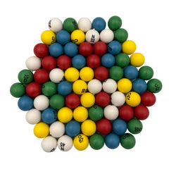 Yuanhe red bingo ball features bold print for clear game calls.