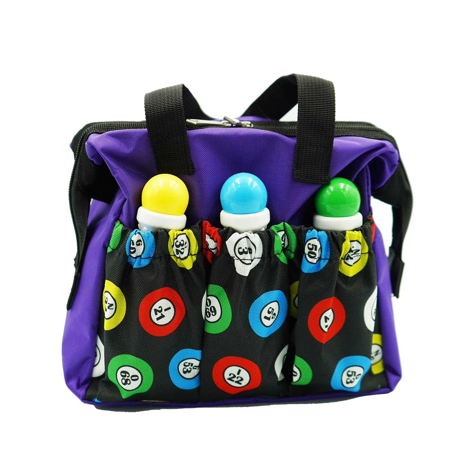 Yuanhe bingo dauber bag top opening zipper keeps contents secure.