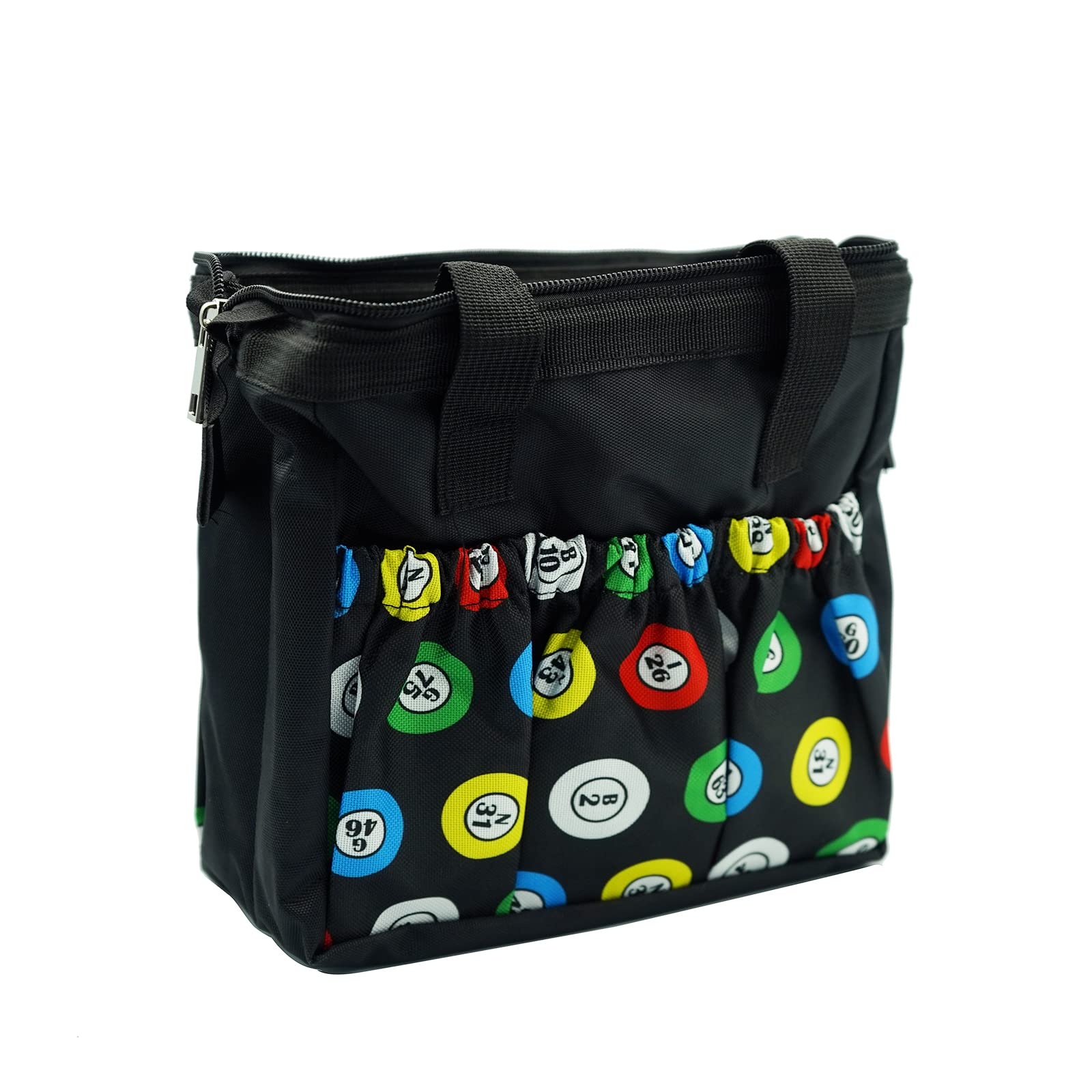 Yuanhe Bingo Tote with top-opening framed zipper keeps contents secure.