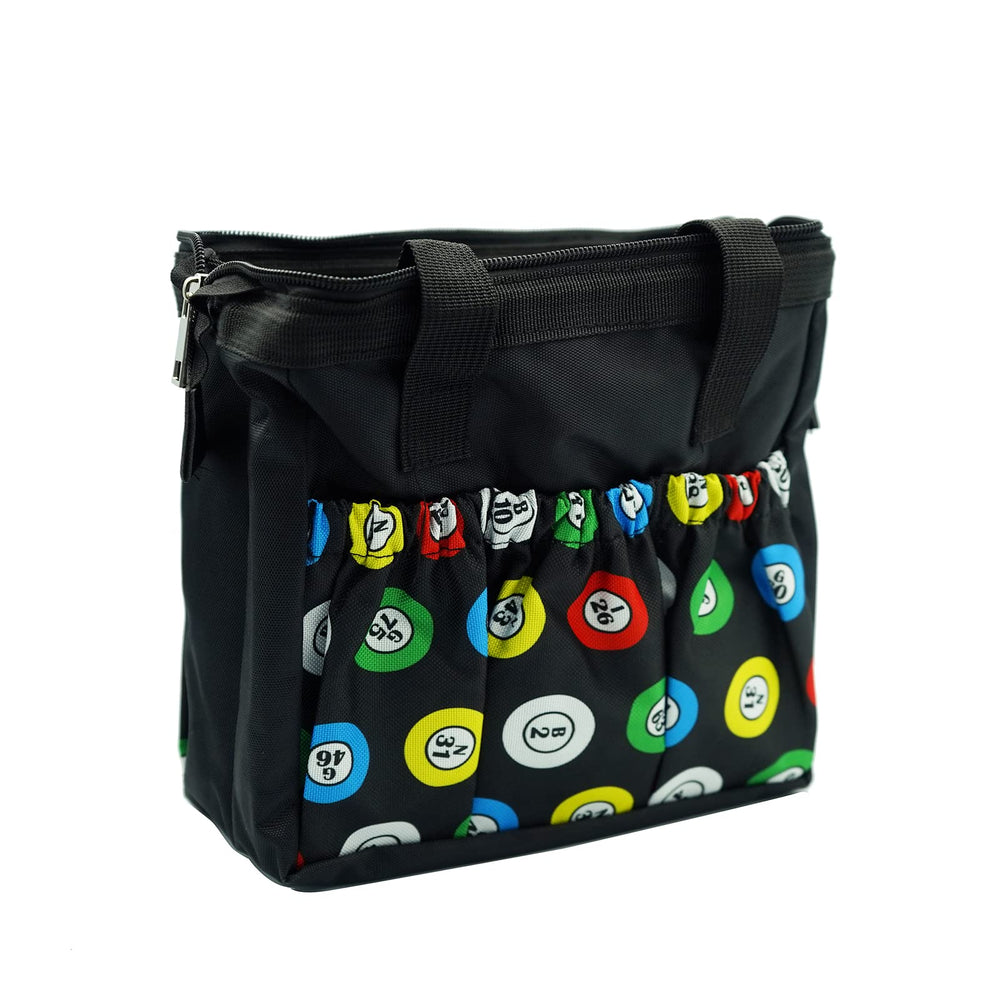 Yuanhe Bingo Tote with top-opening framed zipper keeps contents secure.