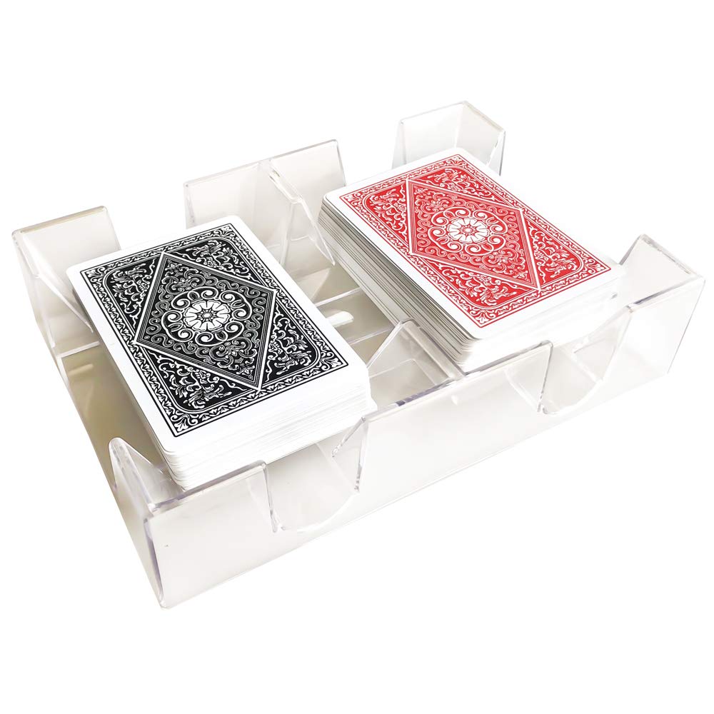 Yuanhe Clear 2-Deck Canasta Tray front view for quick card access.