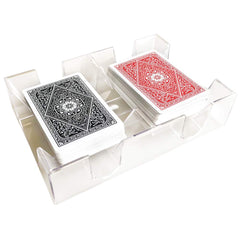 Yuanhe Clear 2-Deck Canasta Tray front view for quick card access.