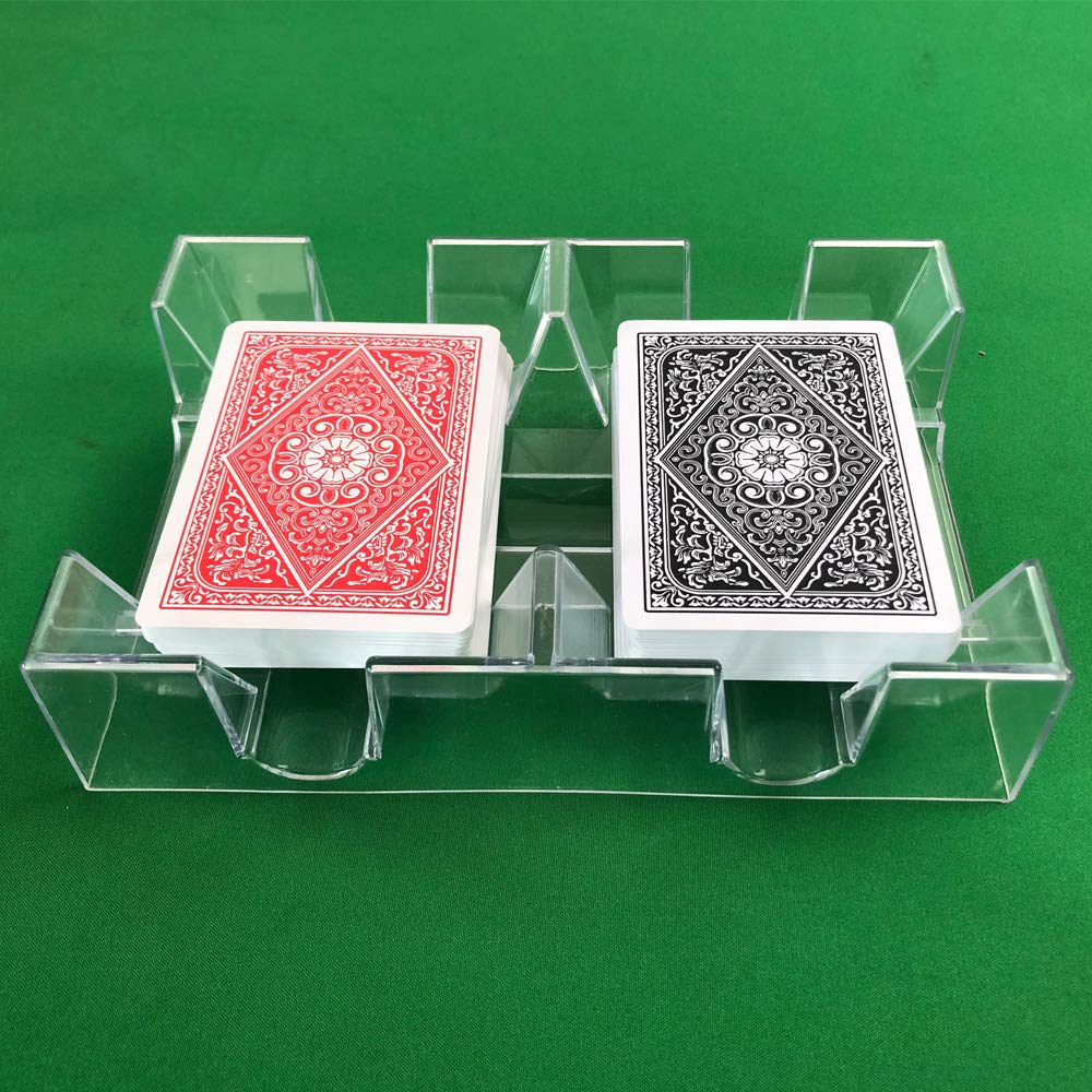 Yuanhe Clear 2-Deck Canasta Tray side view showing easy card placement.