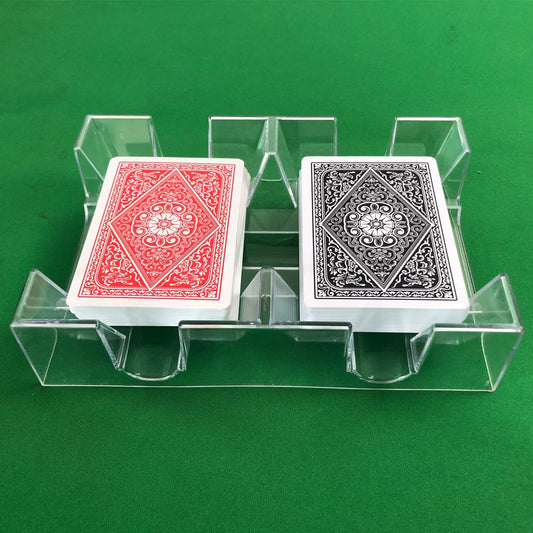 Yuanhe Clear 2-Deck Canasta Tray side view showing easy card placement.