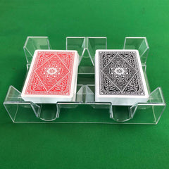 Yuanhe Clear 2-Deck Canasta Tray side view showing easy card placement.