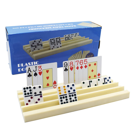 Yuanhe domino-tray-4-pack with vertical slots for easy viewing during play.