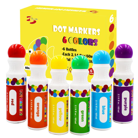 Yuanhe dot markers bingo daubers in six colors for quick, mess-free art.