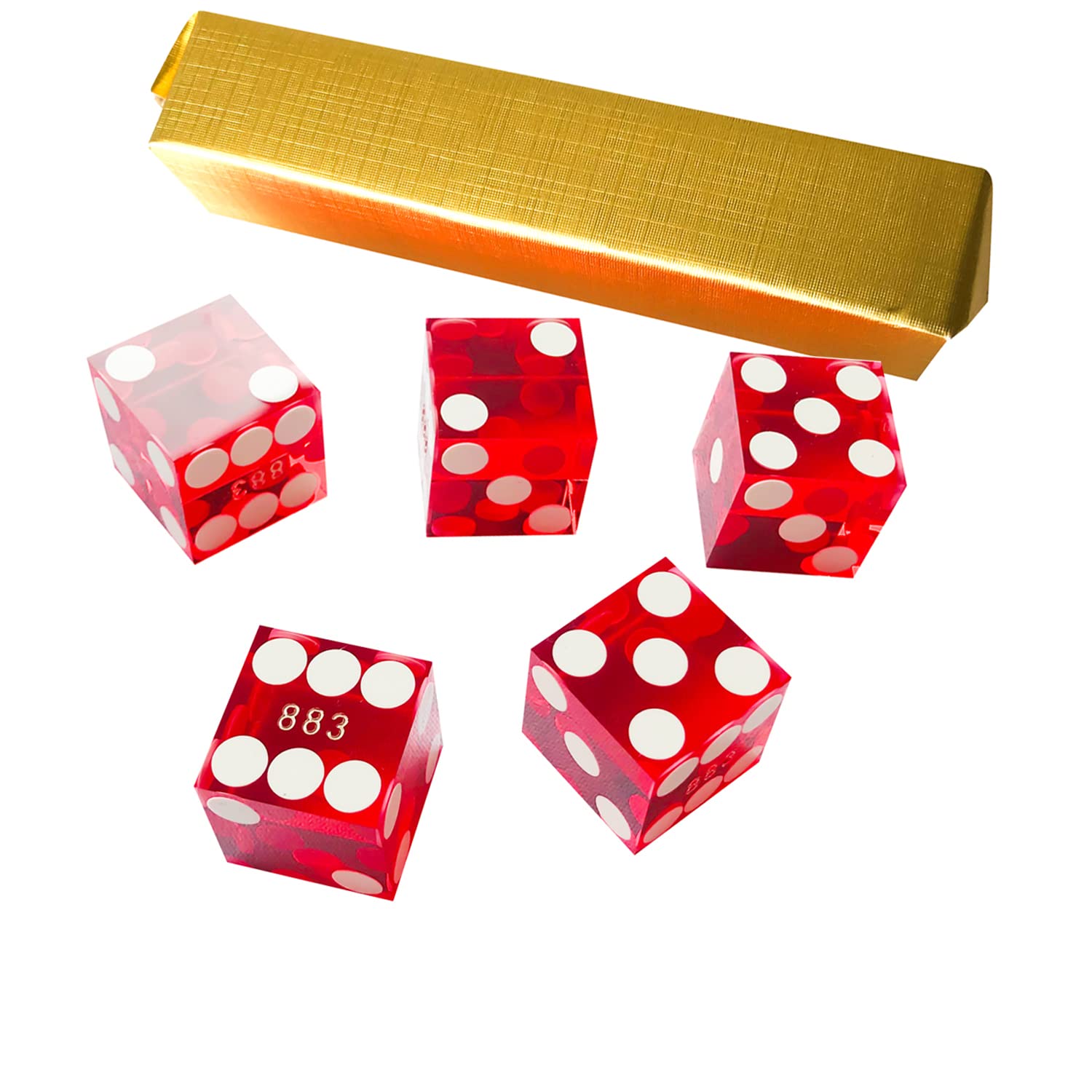 Yuanhe precision red dice set of five with razor-edged sides for precise rolls