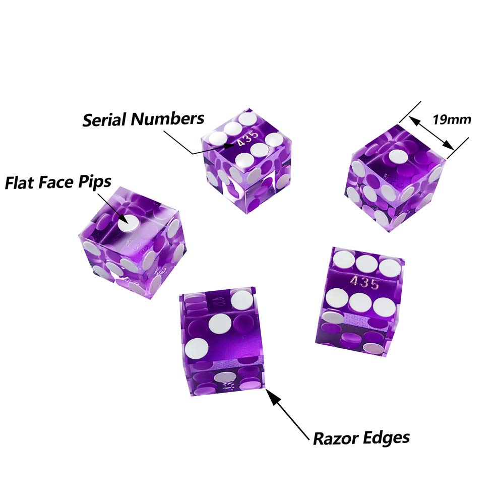Yuanhe serialized set of five purple dice in gold foil gift packaging