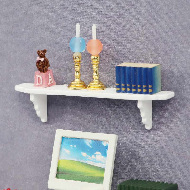 YuanHolumid 1:12 scale wall shelves fit snug dollhouse spaces.