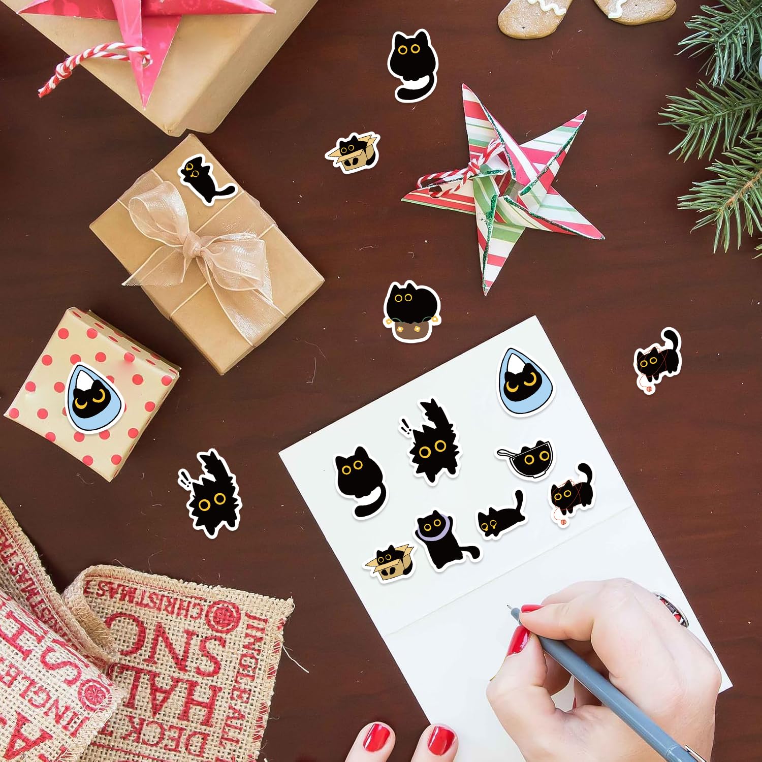 Yuanqichuanglian black cat stickers as a gift for students and cat lovers