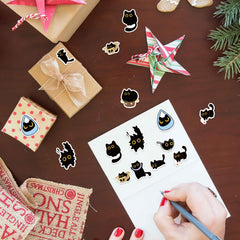 Yuanqichuanglian black cat stickers as a gift for students and cat lovers