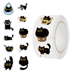 Yuanqichuanglian black cat stickers on a laptop for a cute, stylish vibe