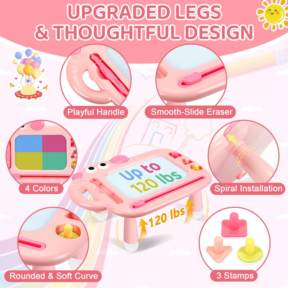 YUBALEER magnetic pen attached for mess-free drawing and quick erasing.