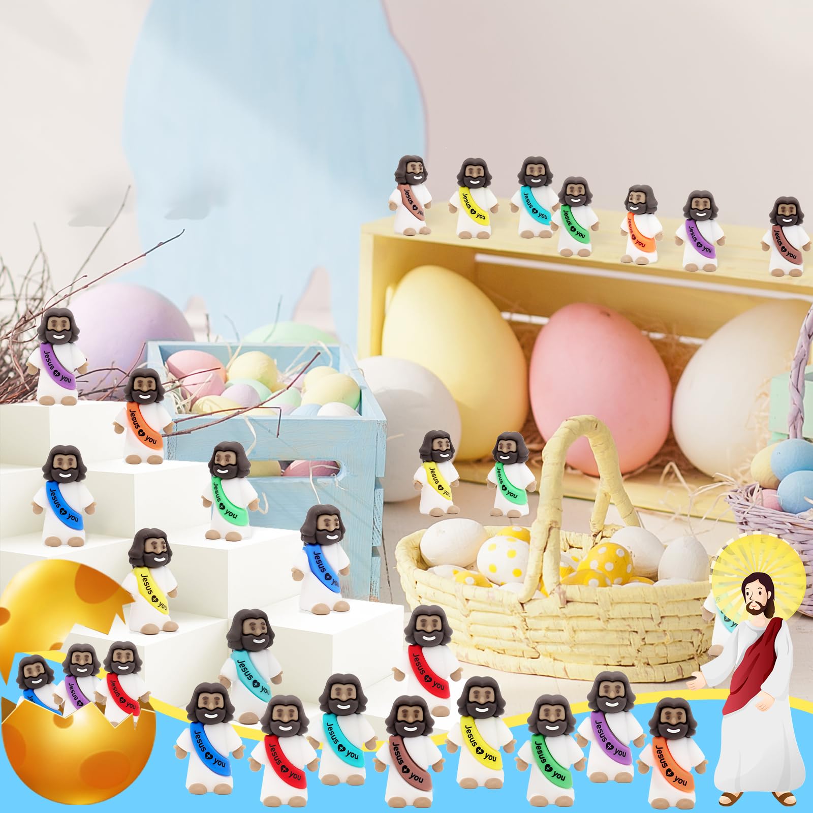 YuDanae Easter and church activities mini Jesus figures for egg hunts