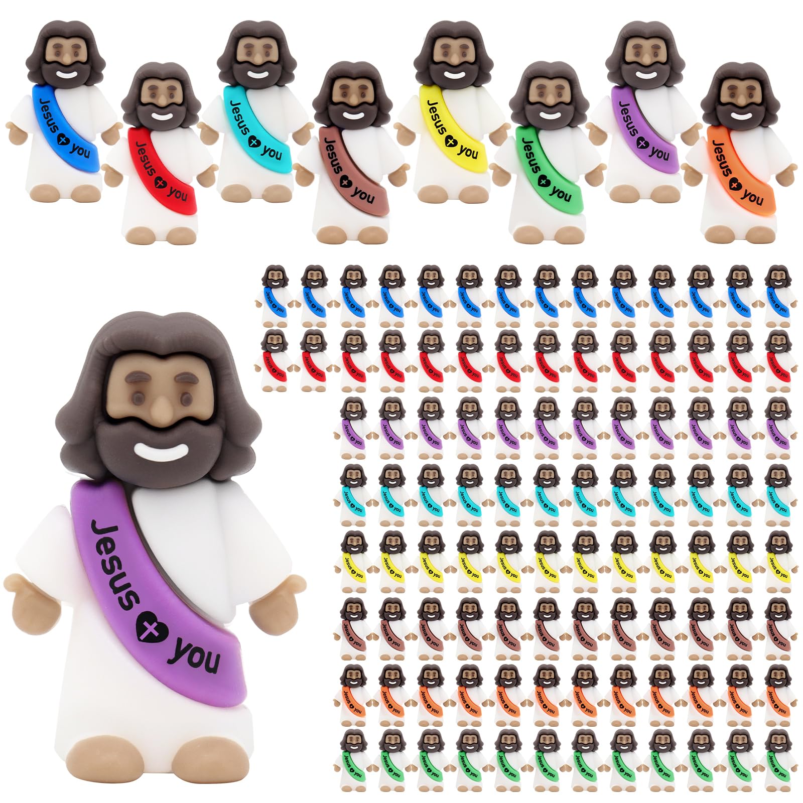 YuDanae multicolor mini Jesus figurine with engraved love you and cross motif for meaningful decor