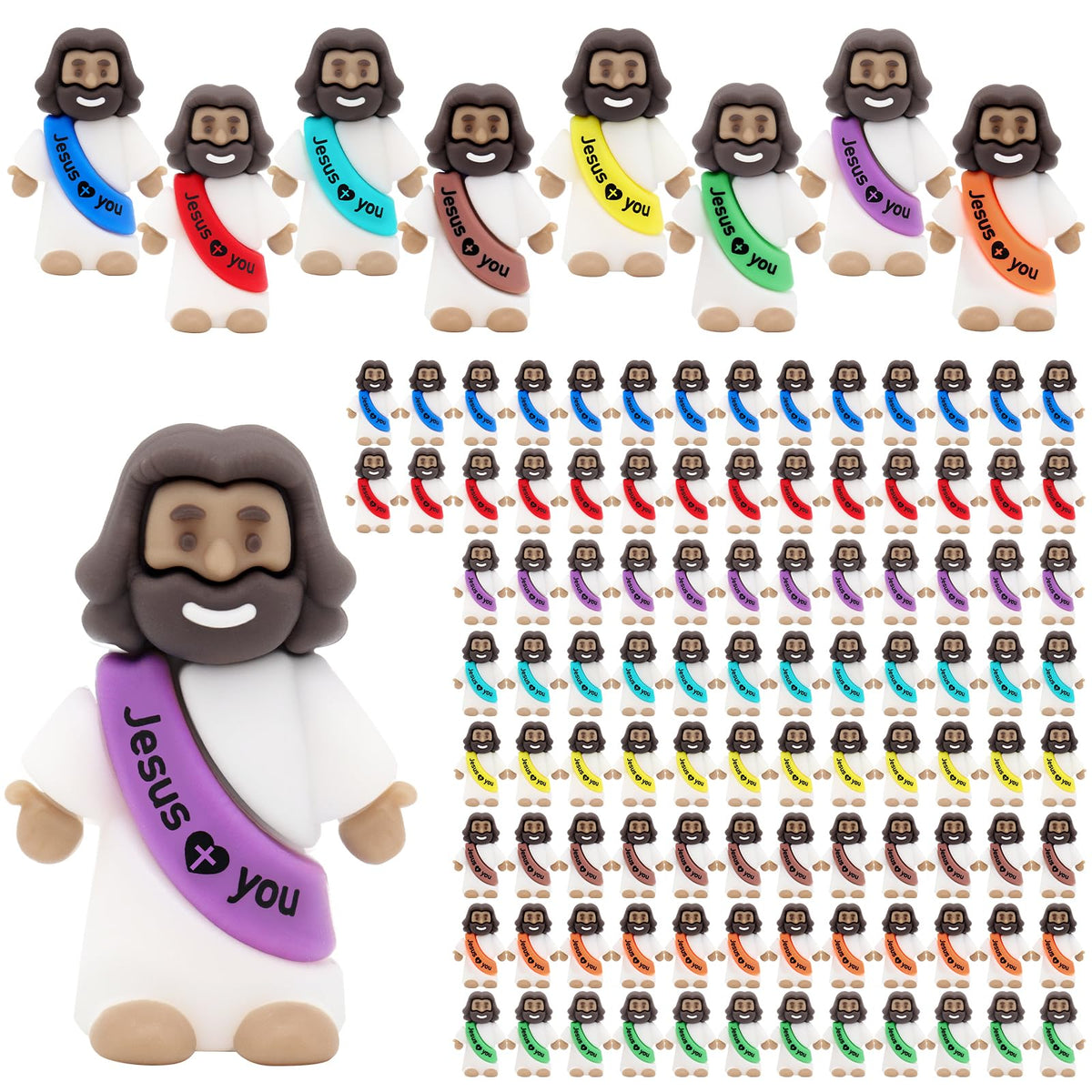 YuDanae multicolor mini Jesus figurine with engraved love you and cross motif for meaningful decor