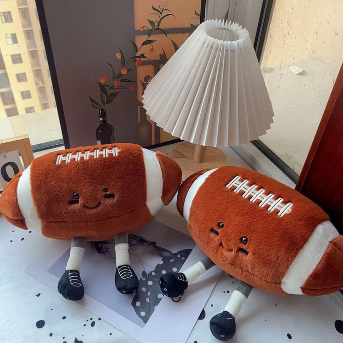 A child hugs the YUDONG football plush pillow for comforting moments.