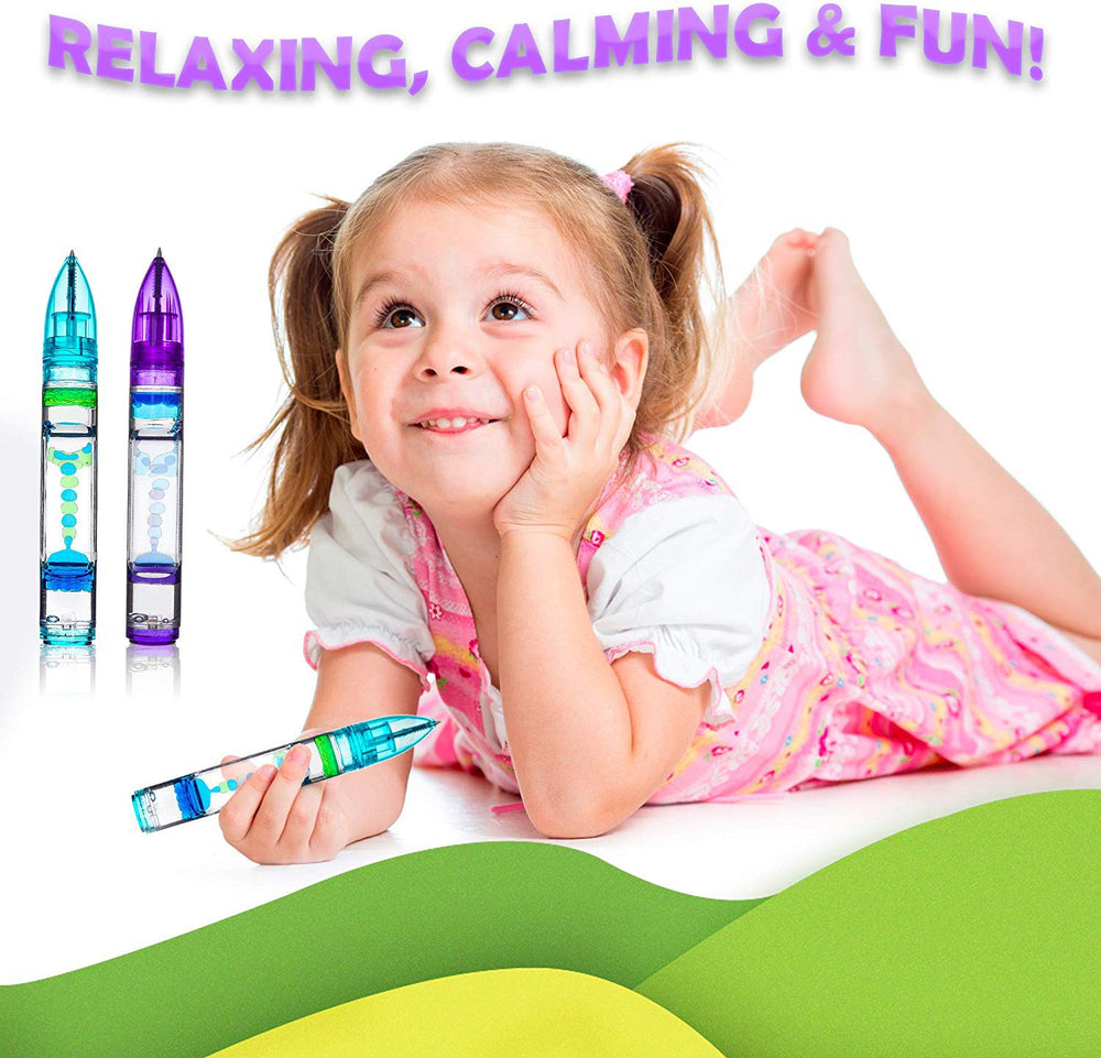 Blue lava pen swirl helps calm moments during study or work.
