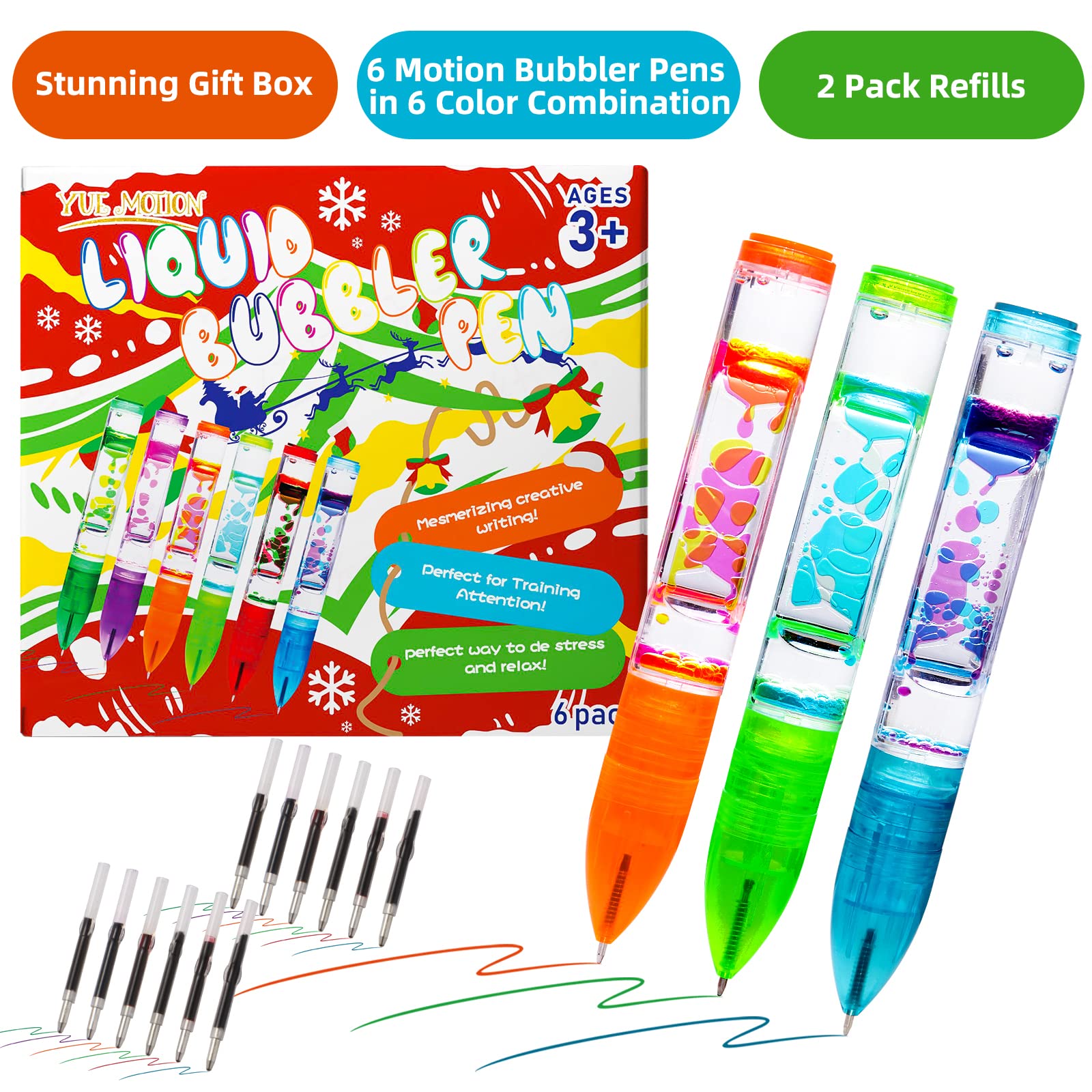 Yue Motion Lava Pens on a desk setup for focus and de-stress