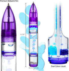 Yue Motion Lava Pens tilt action close-up showing dual-color bubbles in motion