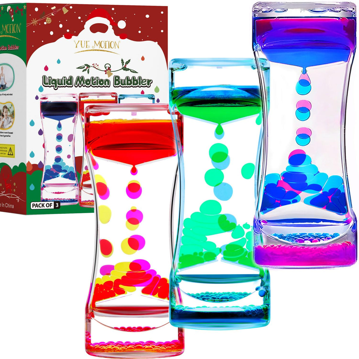 YUE MOTION liquid motion bubbler on a desk promotes calming focus.
