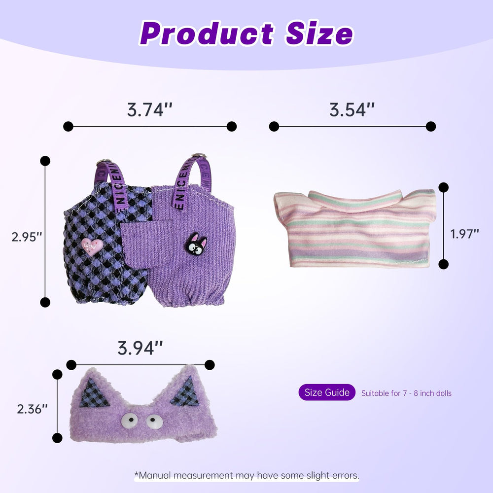 YUFUDUO heart-patched overalls for 17cm dolls with hearts and prints, a cute photo prop