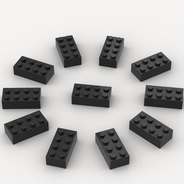 YUJHITP black 2x4 brick for LEGO-compatible builds and bulk play.